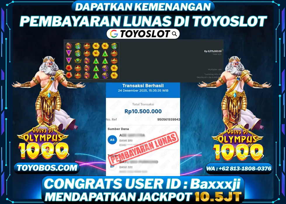 BUKTI KEMENANGAN Gates of Olympus 1000 Rp10,500,000- LUNAS